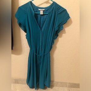 H&M Tie Belt Teal Midi Dress
